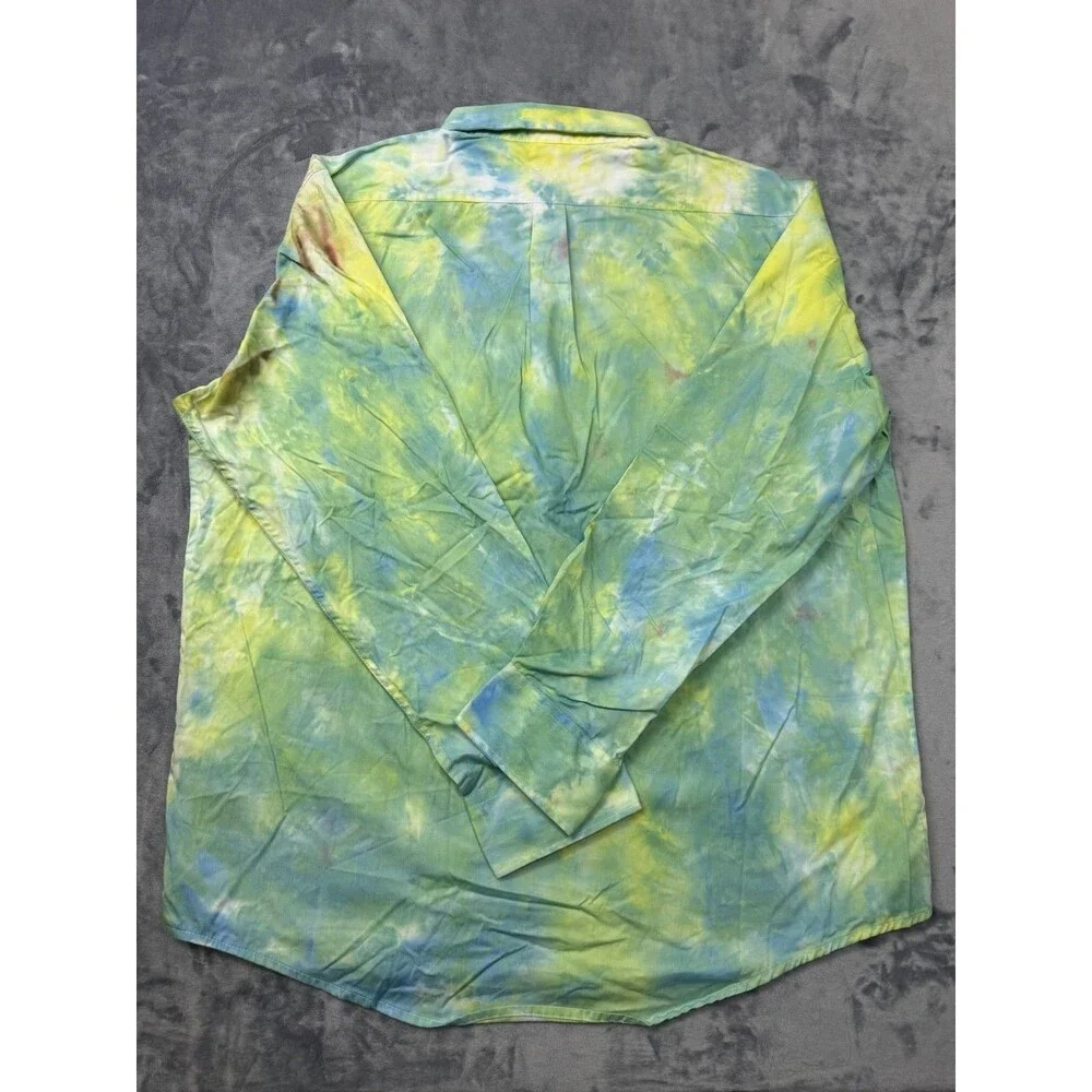 Chinatown Market Shirt Mens XL Multicolor Tie Dye Long Sleeve Button Down Paint